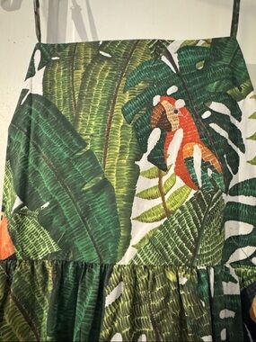 FARM Rio Green and Orange Leafy Maxi Dress